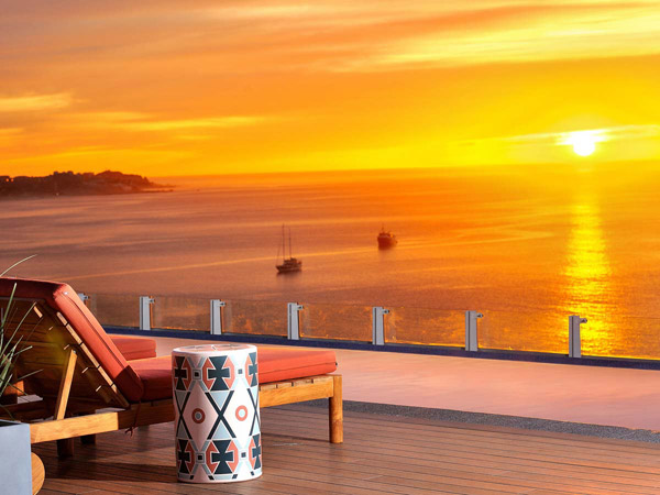 Balcony With Ocean View At Sunset.