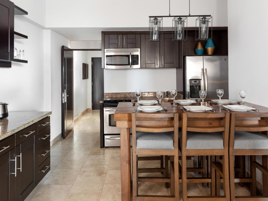 Dining Table And Kitchen.