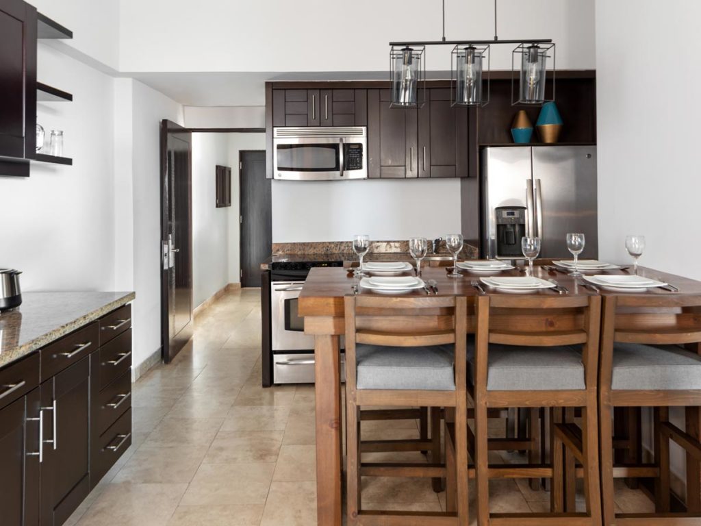 Dining Table And Kitchen.