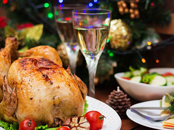 Turkey Dinner With Champagne.